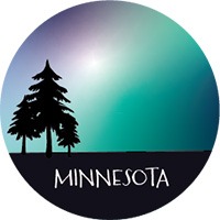 Sticker Designed to look like the Aurora Borealis and a silhouette of trees.